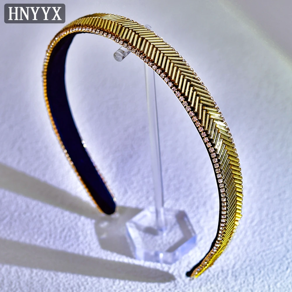 HNYYX  Bling Crystal Headband for Women Thin Edged Gold Color Headwear Fashion Party Hair Accessories New Style Hairhoops A17