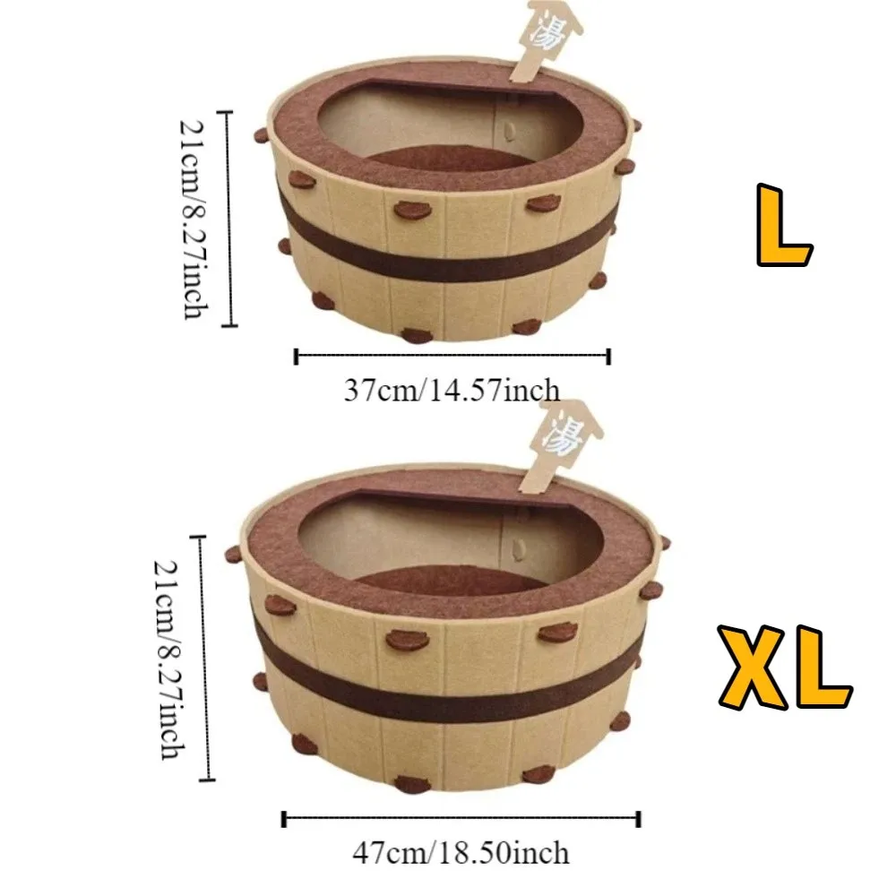 Funny Semi-Enclosed Bathtub Cat House Wear-resistant Comfortable Cat Bed Cave Barrel Shape Detachable Felt Cat Bed Sleeping