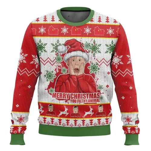 Merry Christmas alone at home Ugly Christmas sweater cartoon animation Men's pullover 2026 fashionable couple shirts Sweatshirt - Image 23