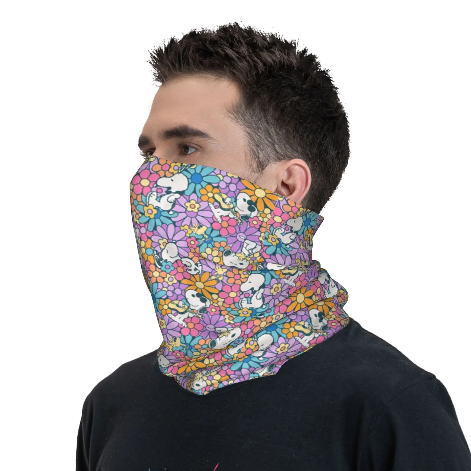 Snoopys & Woodstock Flower Winter Headband Neck Warmer Men Women Ski Camping Tube Scarf Face Bandana Gaiter cycling bandana neck wrap bandana headscarf cotton bandana neck gaiter bandana neck cover multifunctional bandana motorcycle bandana camouflage bandana neck tube scarf