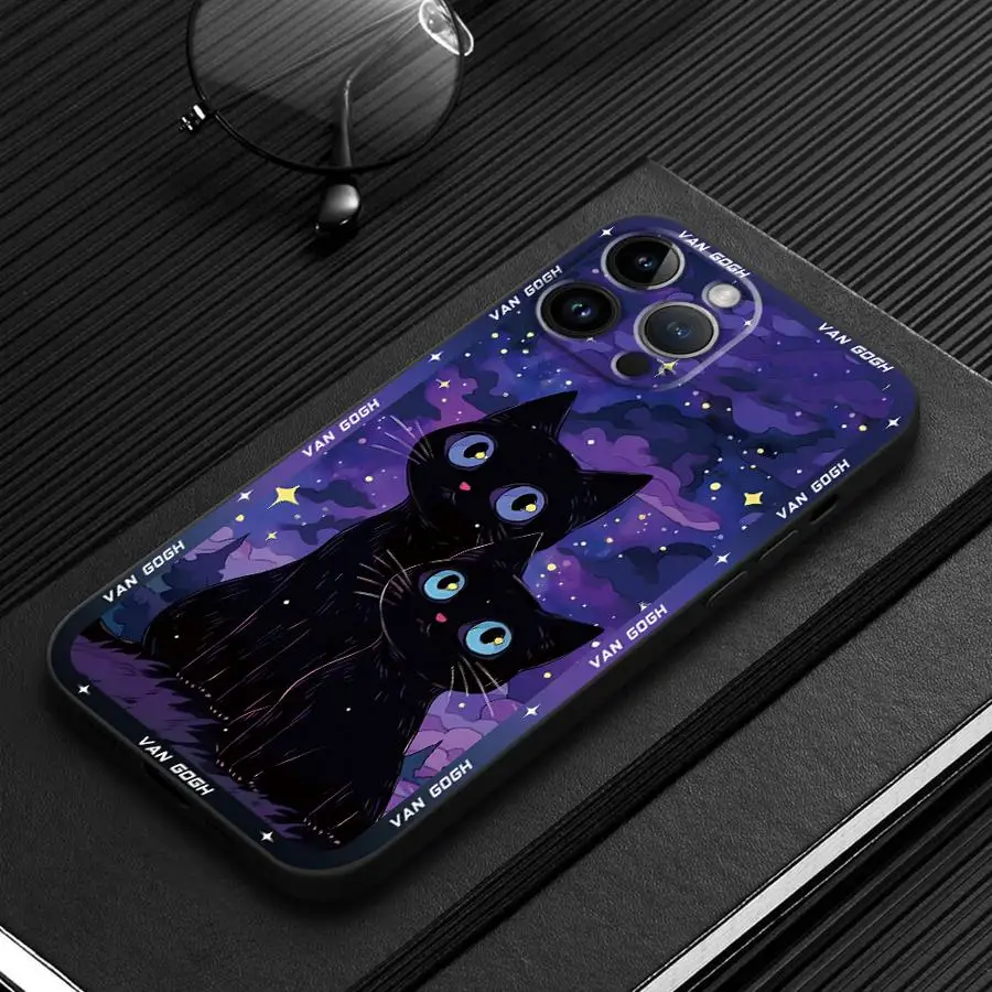 Van Gogh Art Black Soft Cover Phone Case Shell Bumper