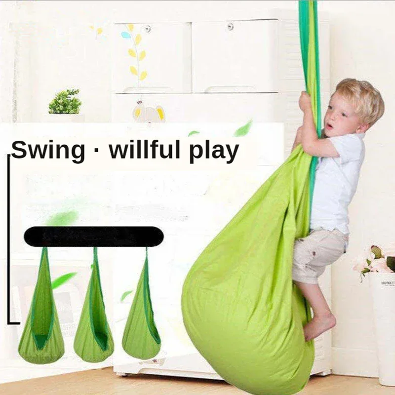 Portable Parachute Cloth Swing Bed Children's Hanging Chair Hammock Elastic Bed Indoor with Inflatable Cushion Hanging Chairs