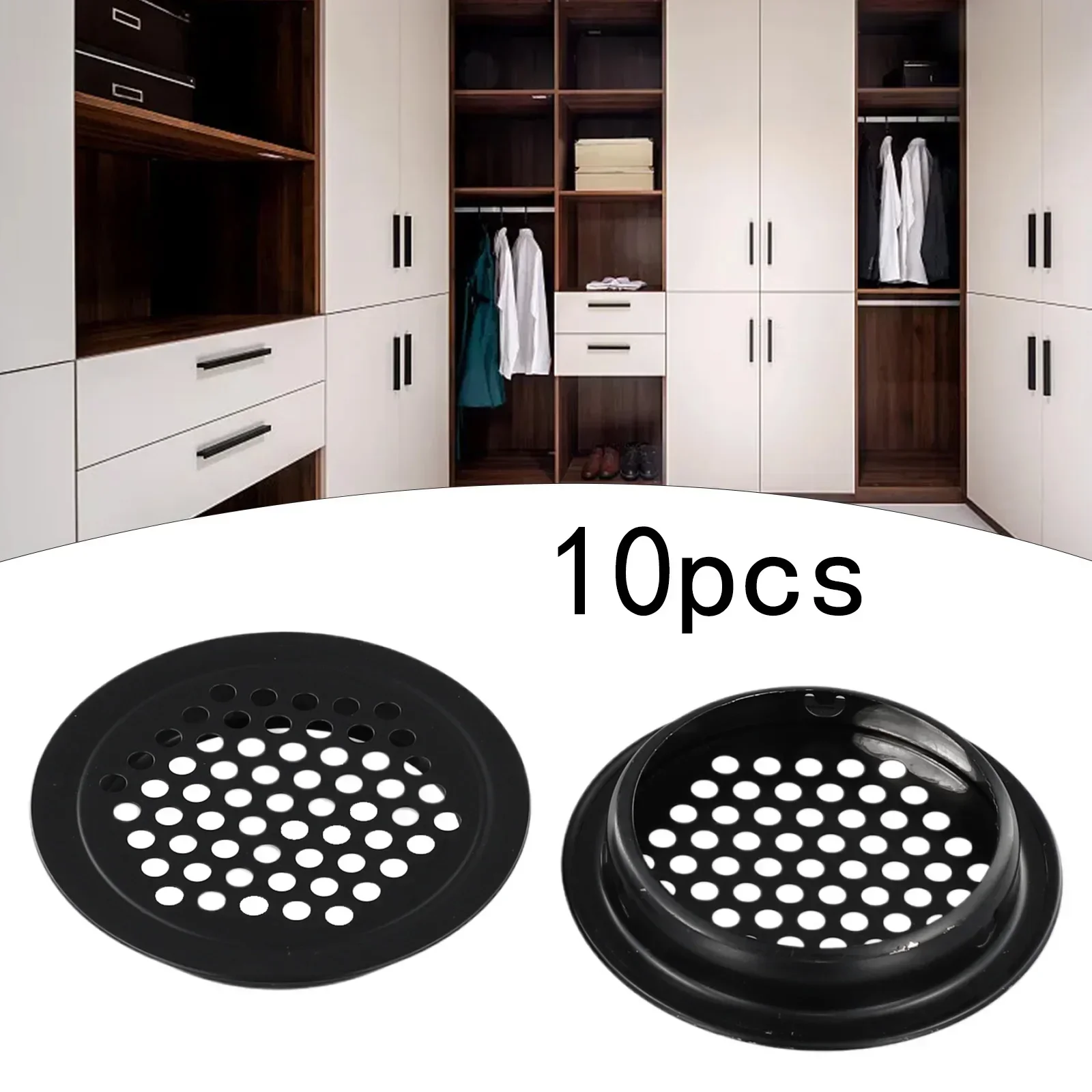 10X Metal Cabinet Cupboard Round Air Vent Grill Cover Ducting Ventilation Home 19/25/29/35/53mm Parts For Wardrobes Shoe Cabinet air vent grille ventilation grille air vent cover ducting ventilation cover