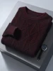 100% Mink Cashmere Autumn Winter Men O-Neck Sweater Cable Knitting Thick Pullover High Quality Smart Casual Cashmere Knitwear 6