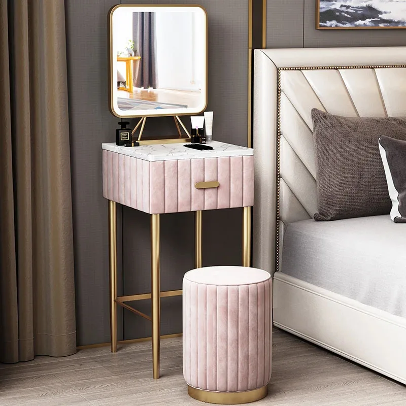 drawer single hole handle round cabinet cabinet golden bedside table aluminum alloy wardrobe door handle modern minimalist knobs Nordic Bedroom Storage Dressers Luxury Fitting Room Dormitory Vanity Cabinet Modern Minimalist Designer Drawer Dressing Tables