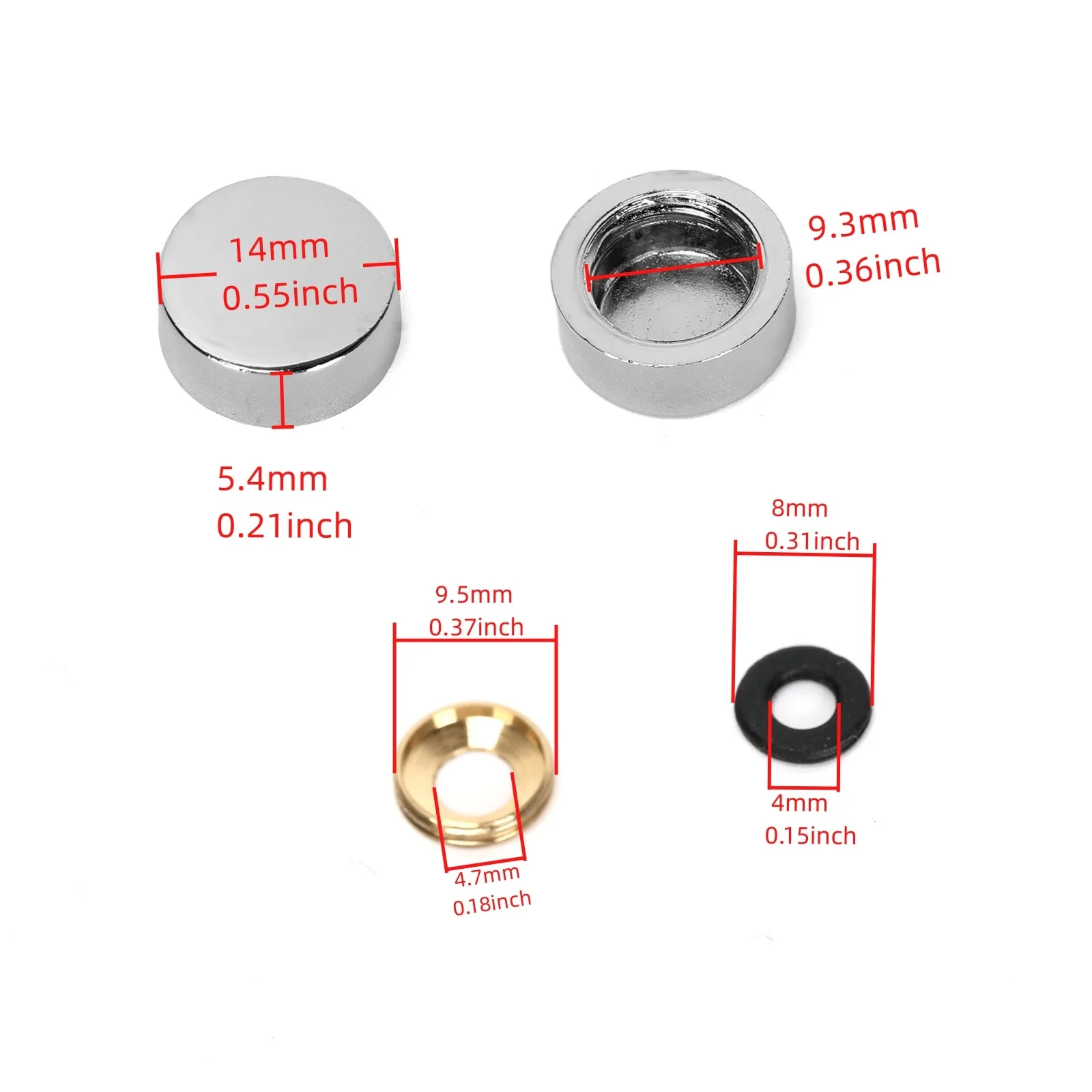 20PCS Zinc Alloy Mirror Screw Decoration Cover(14 mm cap surface + 4.7 hole washer) For Glass Decoration,Household Furniture