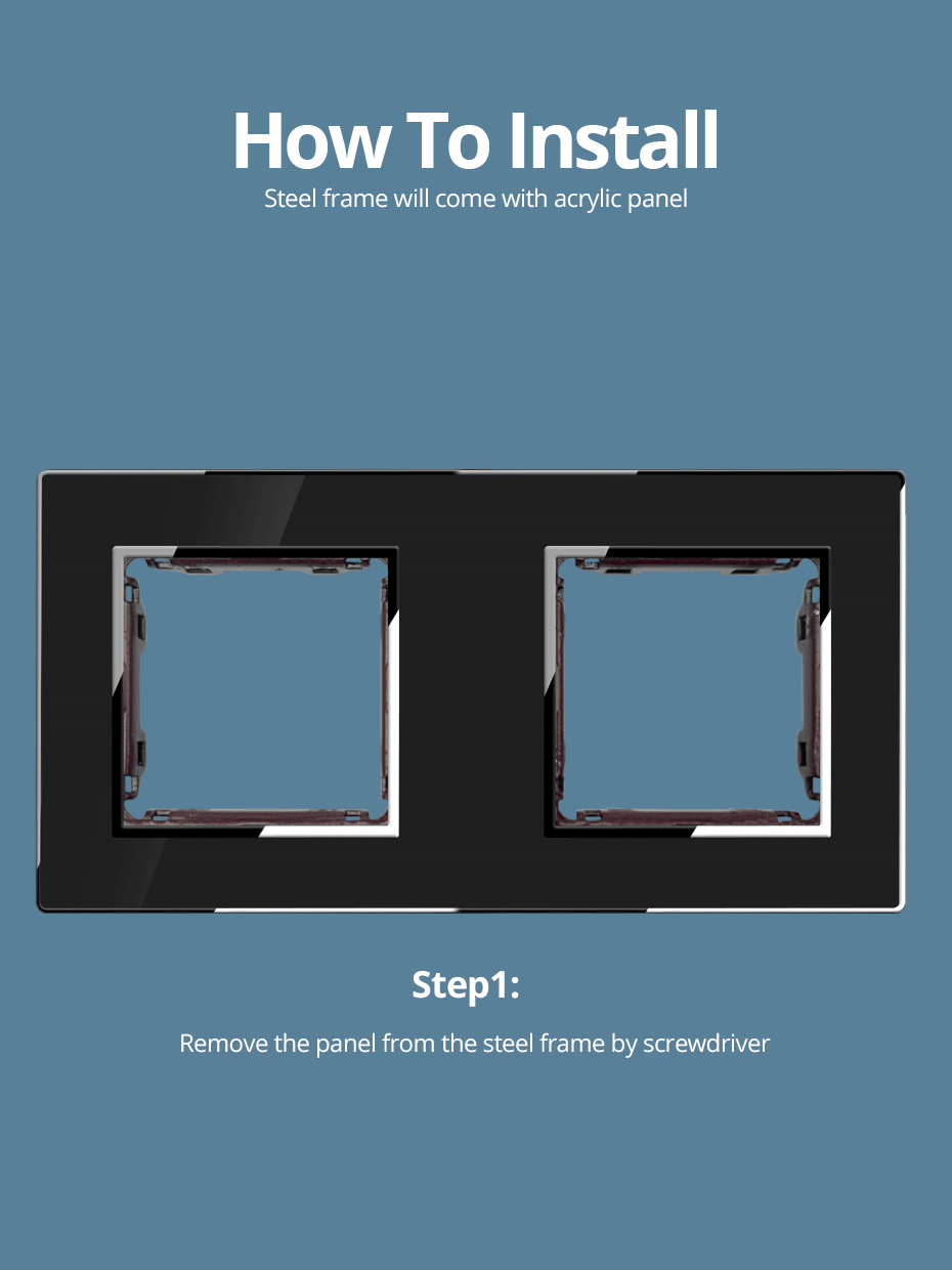 Description Picture 6 of itemWallpad Black Acrylic Panel With Silver Border Panel Wall Light Switch Function Key Only DIY Free Combination 52*52mm