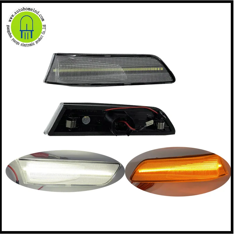 

2pcs Clear Glow Double Color White and Amber Led Side Marker Light Turn Signal Light for Infiniti G35 Coupe 2003-2007