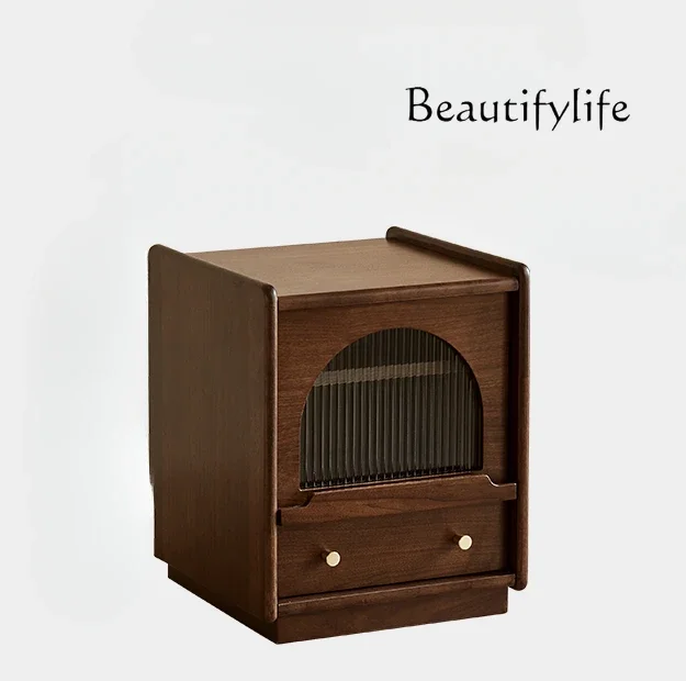 

Solid Wood Bedside Cabinet Japanese-Style Simple Low Cabinet Locker Storage Side Cabinet Log Bedroom