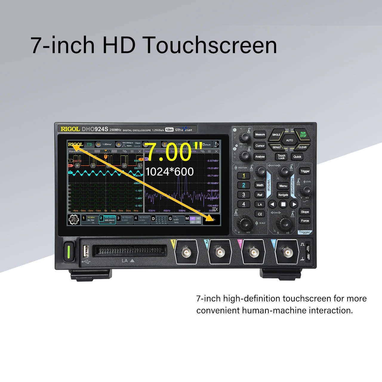 RIGOL DHO900 Series Digital Oscilloscopes Portable 125-250MHz 1.25G Sa/s type-c Power Supply DHO914/DHO914S/DHO924/DHO924S digital oscilloscope,color screen oscilloscope
