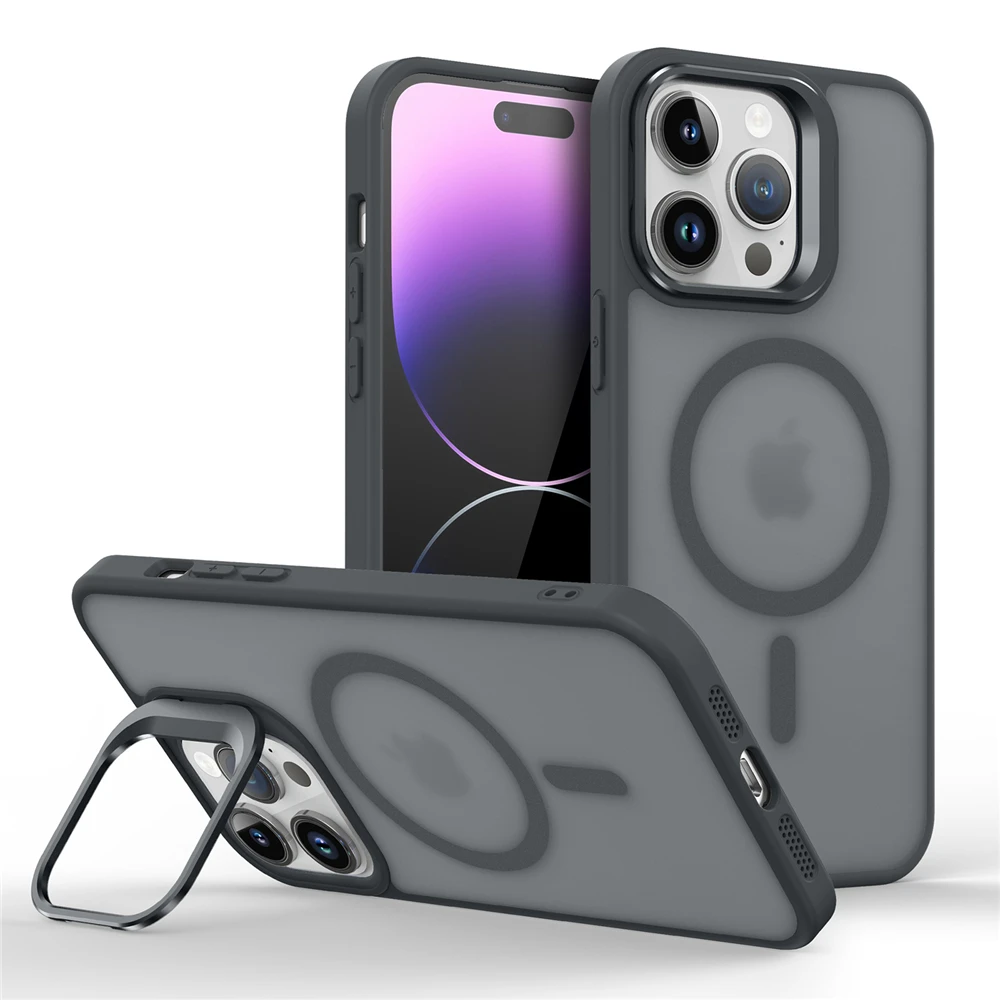 Magnetic Metal Lens Stand Holder Case with Magsafe and Matte Skin