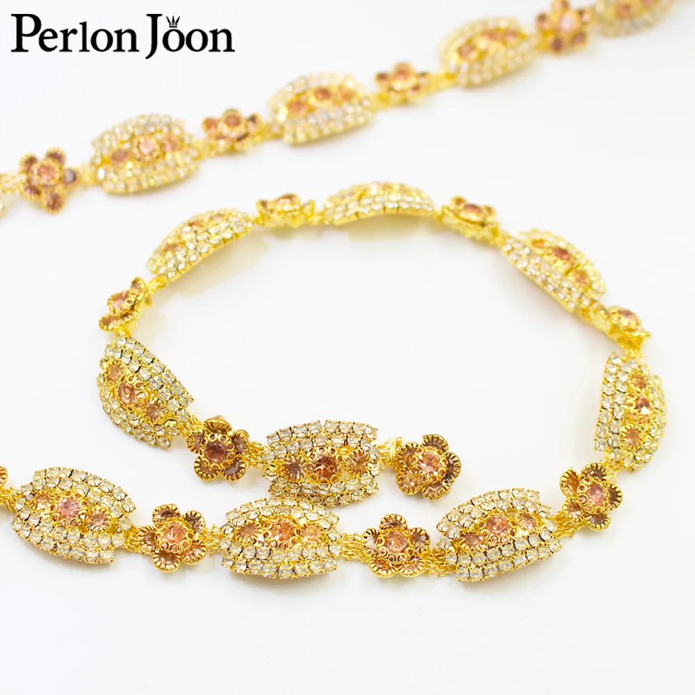 Neue Gold Kristall Band Bunte Applique Strass Trim Kette für Frauen Schuhe Taschen Kleidung Dekoration Zubehör ML183-193 – Detail 19
