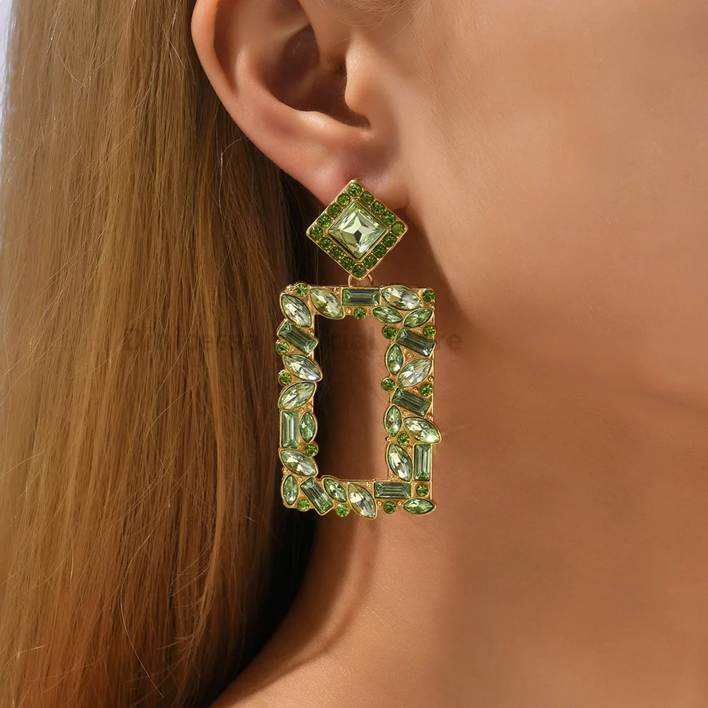 Drop Earrings Dangle Earrings Crystal Earrings Pendant Earrings Fashion Boho Multicolor Square Drop Dangle Earrings For Women Wedding Party Pendant Jewelry