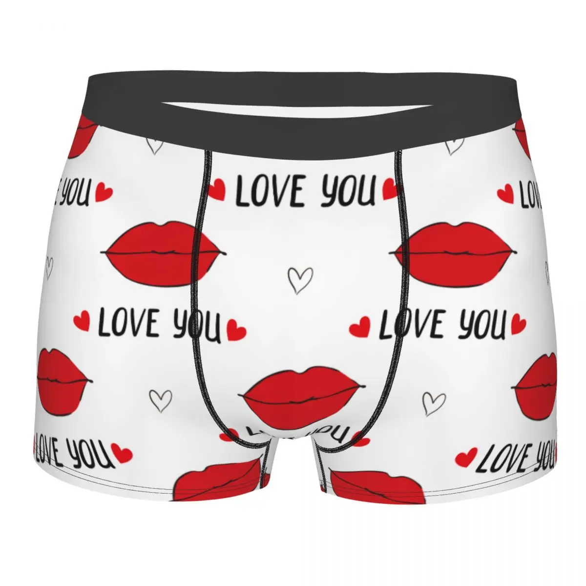 

Men Red Lips Lipstick Underwear Humor Boxer Shorts Panties Male Mid Waist Underpants S-XXL