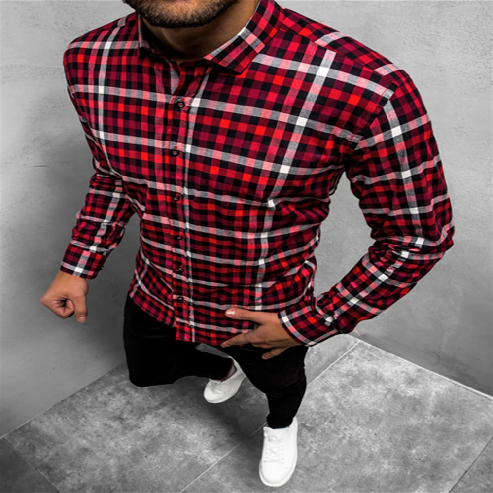 Cromoncent Camicia Uomo Maniche Lunghe In Flanella Scozzese, Chiusura Con Bottoni, Rosso Sogno, Taglia 4XL