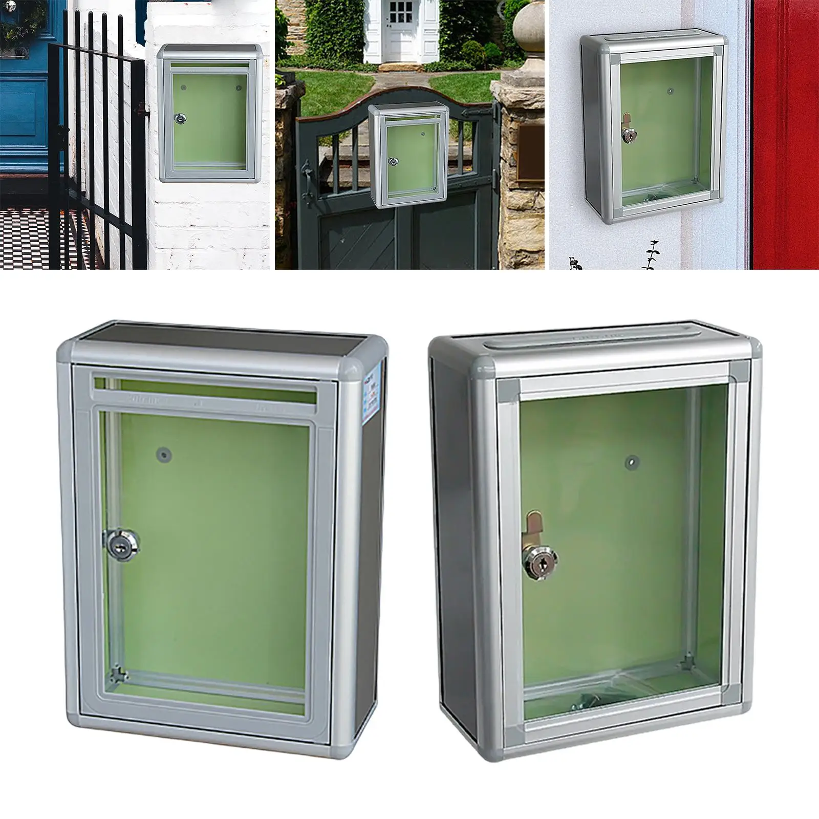 Suggestion Box Aluminum Alloy Clear Collection Box Drop Locking Mailbox Wall Mount for Business Customer Center Home