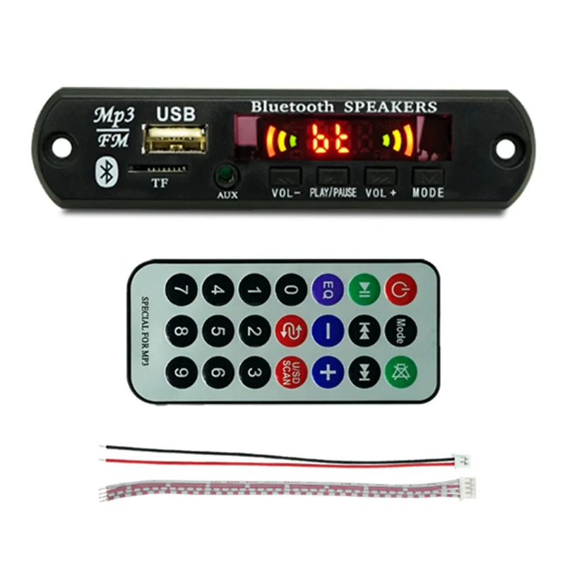 USB MP3 Decodificador Board, Módulo Bluetooth, 12V, MP3, WMA, Módulo de áudio, FM, AUX, USB, Rádio TF para carro, alto-falante remoto de música