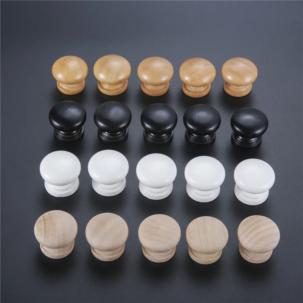 Solid Wood Mini Knob w/screw 24*22mm 0.94" Round Furniture Pull Mushroom-shape Handles 10pcs Unpainted Wooden
