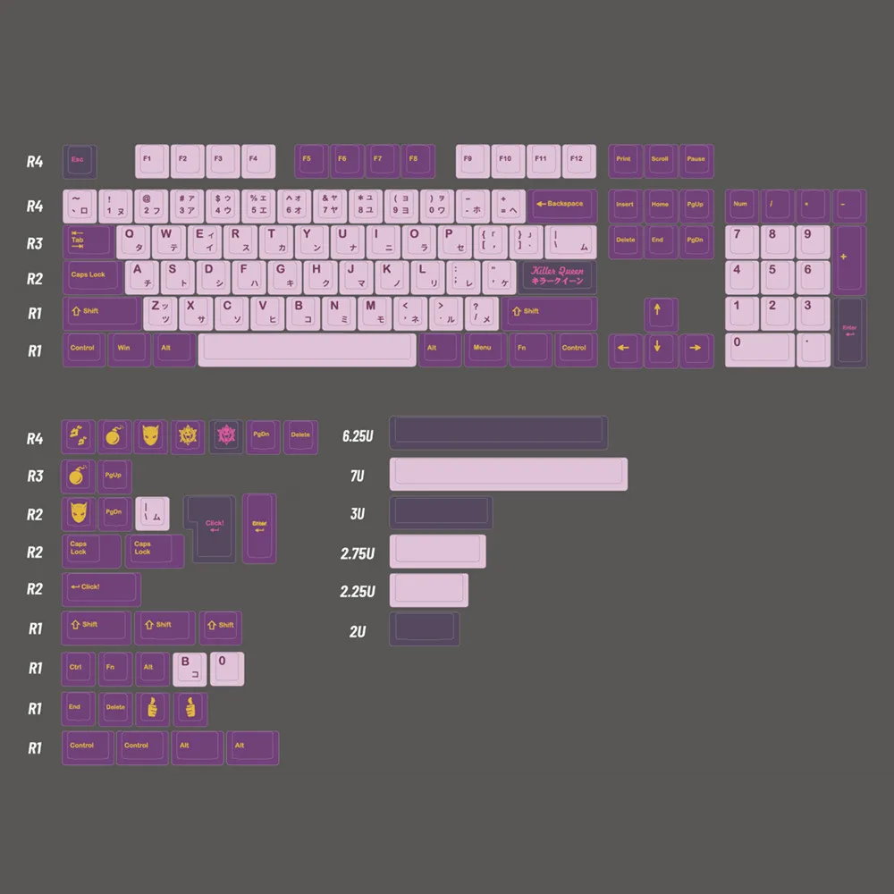 Gmk-deathly Queen Kit de Teclado Mecânico Conjuntos de Perfil Cereja Pbt Keycap Sublimação Dye 98 Padrão 142 Chaves - Imagem 5