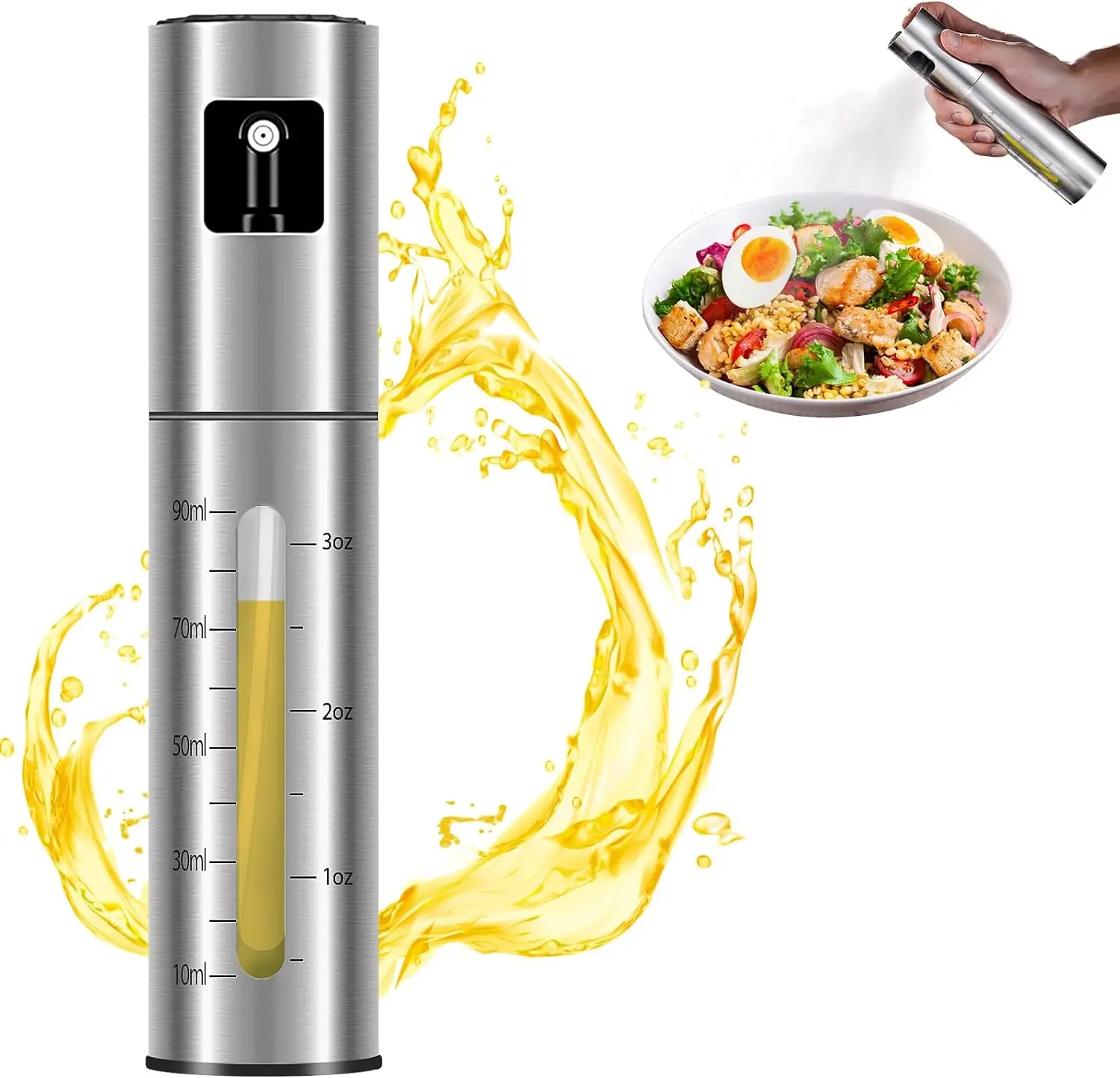 Stainless Steel Olive Oil Spraying Bottle Dispenser Sprayer Can Jar Kitchen Barbecue Tool Oil Dispenser Spraying Can