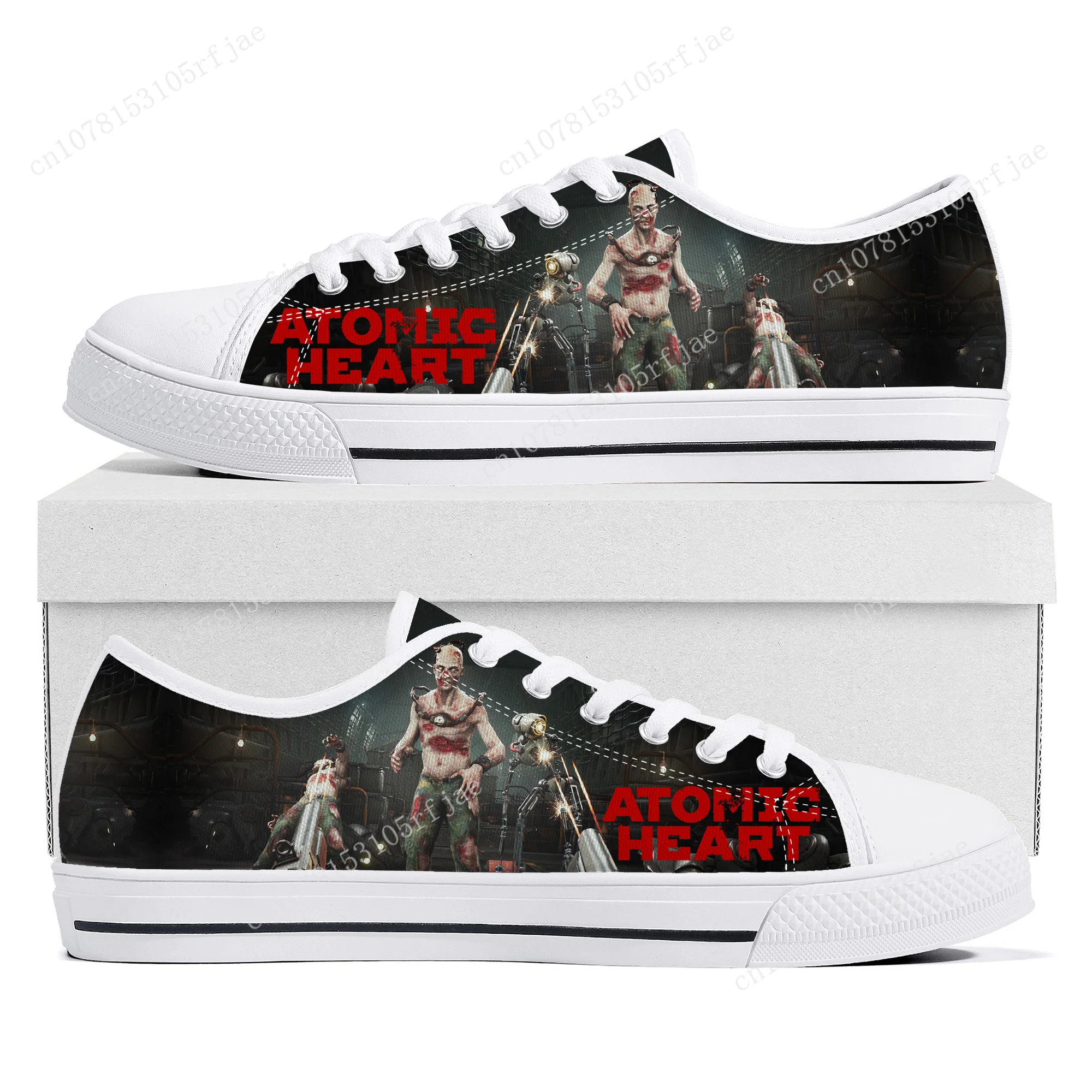 Atomic Heart Low Top Sneakers Cartoon Game Womens Mens Teenager High Quality Canvas Sneaker Couple Fashion Custom Built Shoes