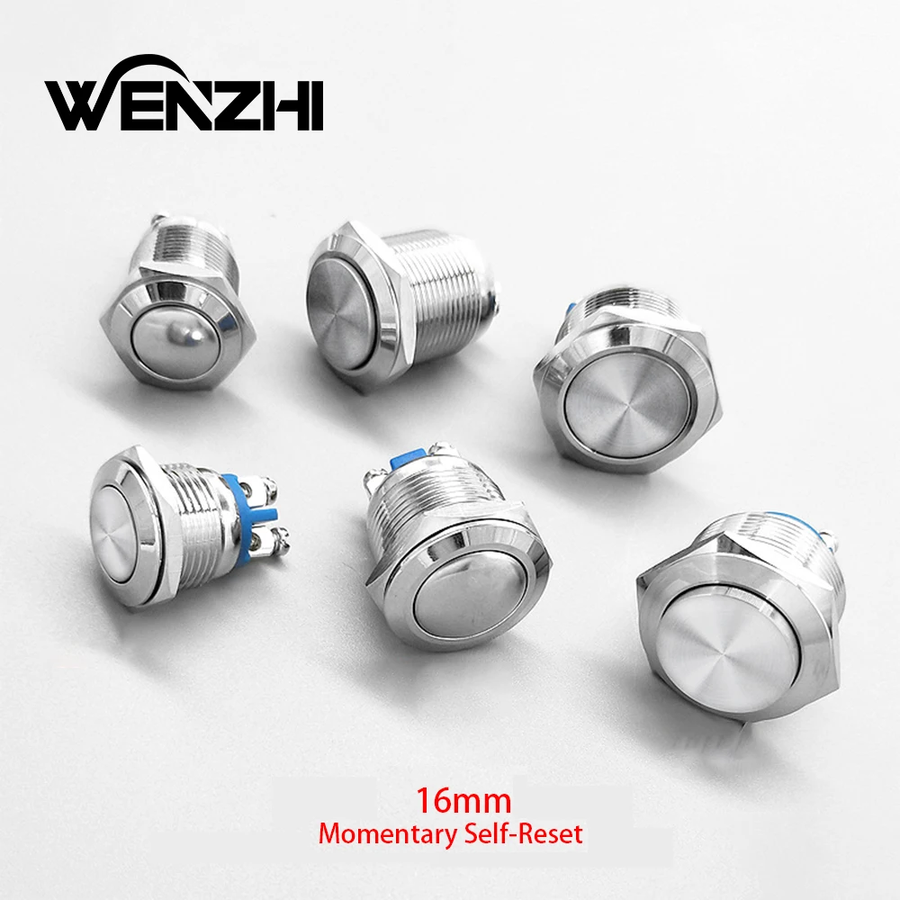Momentary Push Button Start Stop Power Switch Metal Without Fixation Backlit Electrical On Off High Flat Ball Round