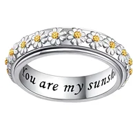 2025 New Rotatable Rotated Women Rings Stainless Steel Daisy Sunflower Anti Stress Ring for Girls Boho Fashion Jewelry Gift - Image 6