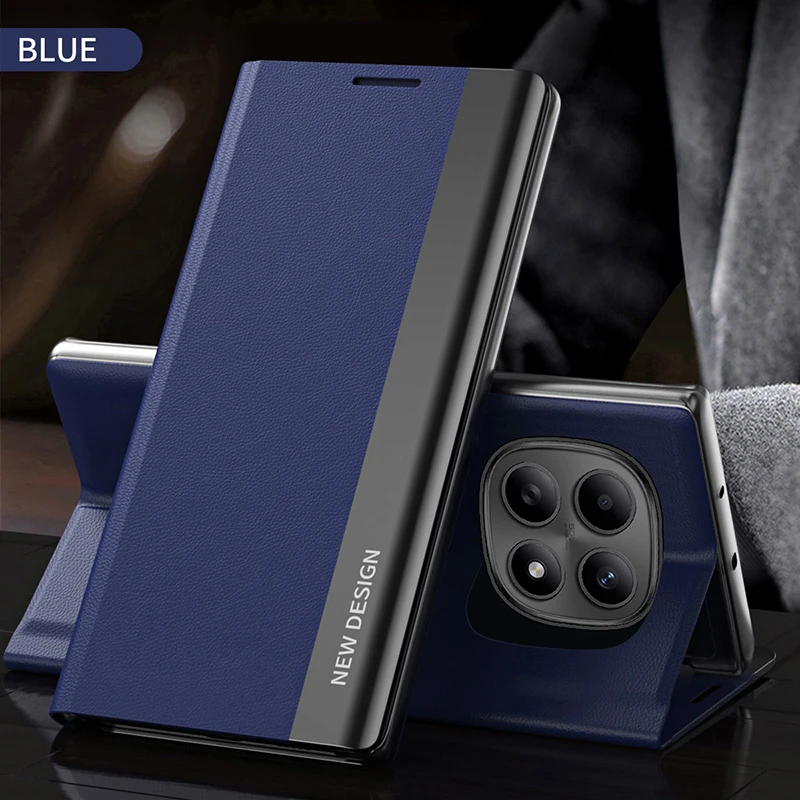 Leather Flip Phone Case with Plating Cover Finish