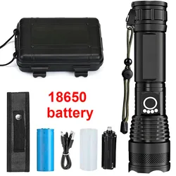 High Power Rechargeable LED Tactical Flashlight - Aluminum Alloy Zoom Torch (18650 battery box)