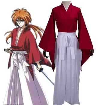 Costume Cosplay Anime Rurouni Kenshin Himura Kenshin, Completo Kendo con Top, Pantaloni e Cintura, Kimono Giapponese, Uniforme per Halloween e Carnevale