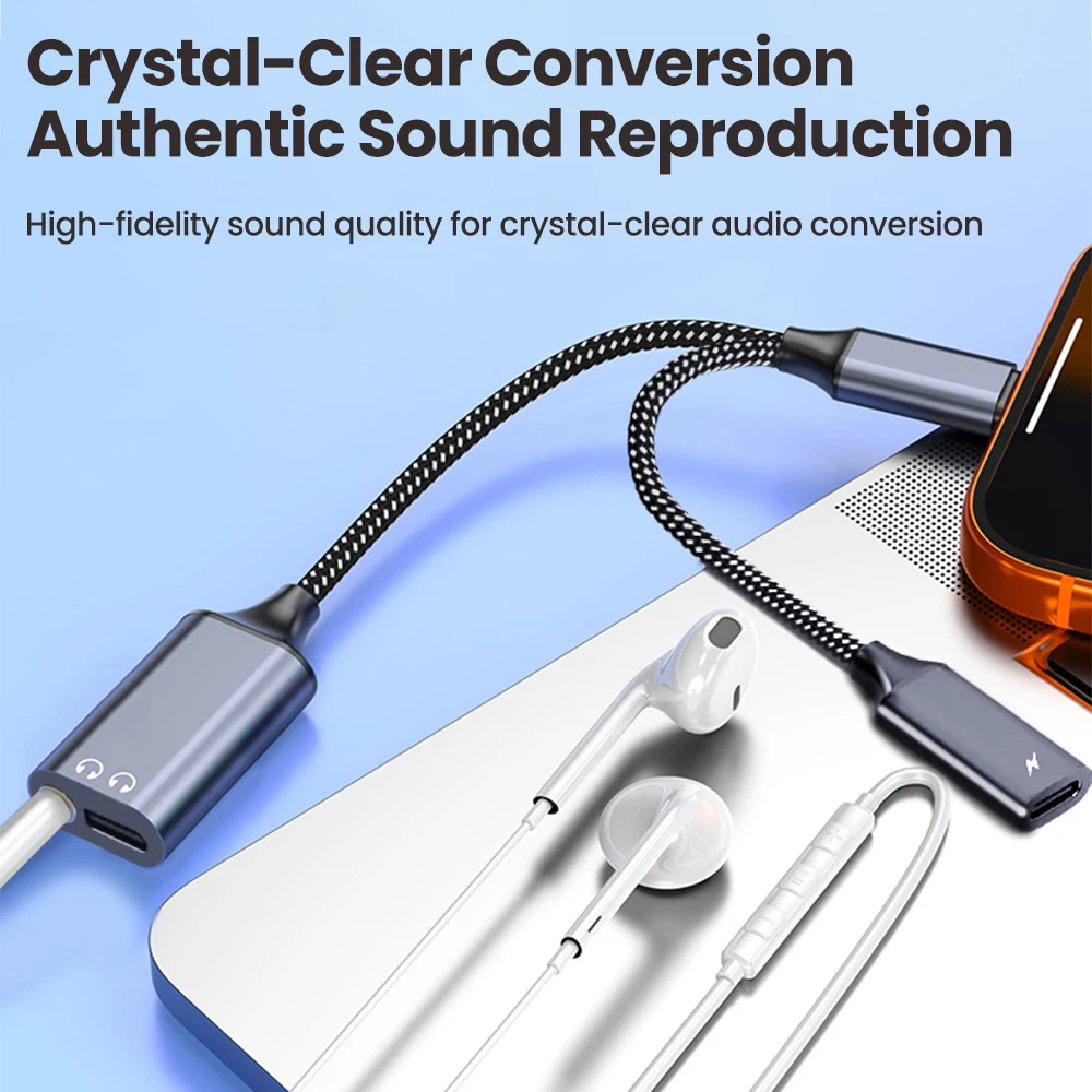 3 in 1 고속 충전 어댑터 케이블 C타입 to 듀얼 C타입/3.5mm 잭 오디오 어댑터 케이블 헤드폰 어댑터 (아이폰16, 15, 삼성용)
