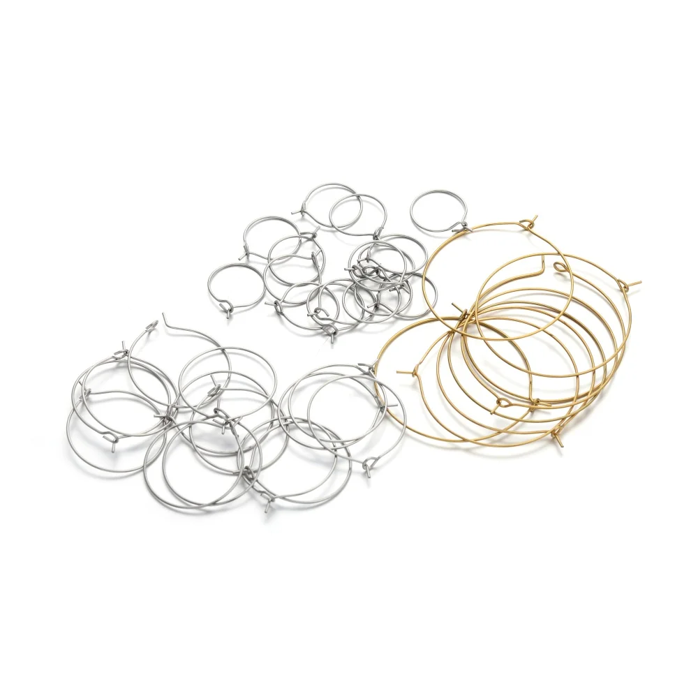 Gold Stainless Steel Large Circle Hoop Earrings - Premium DIY Jewelry Making Supplies (20 Pieces)