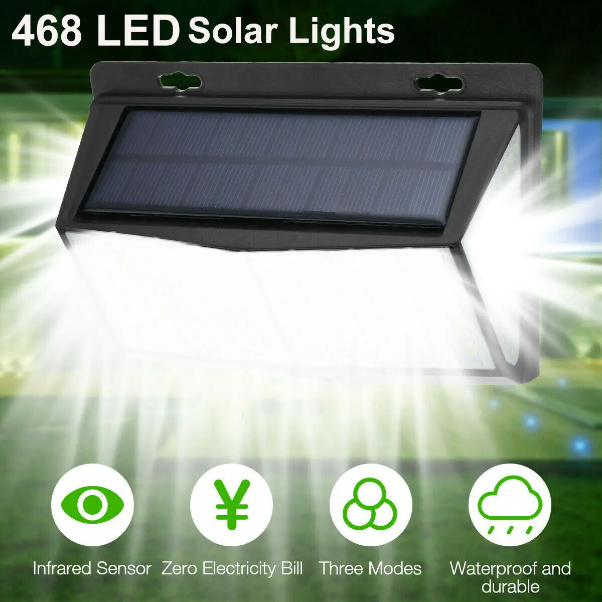 Description Picture 4 of item4pcs 468 LED Solar Led Lamp Outdoor Solar Light with Motion Sensor Wall Lights Waterproof Sunlight Powered for Garden Decoration