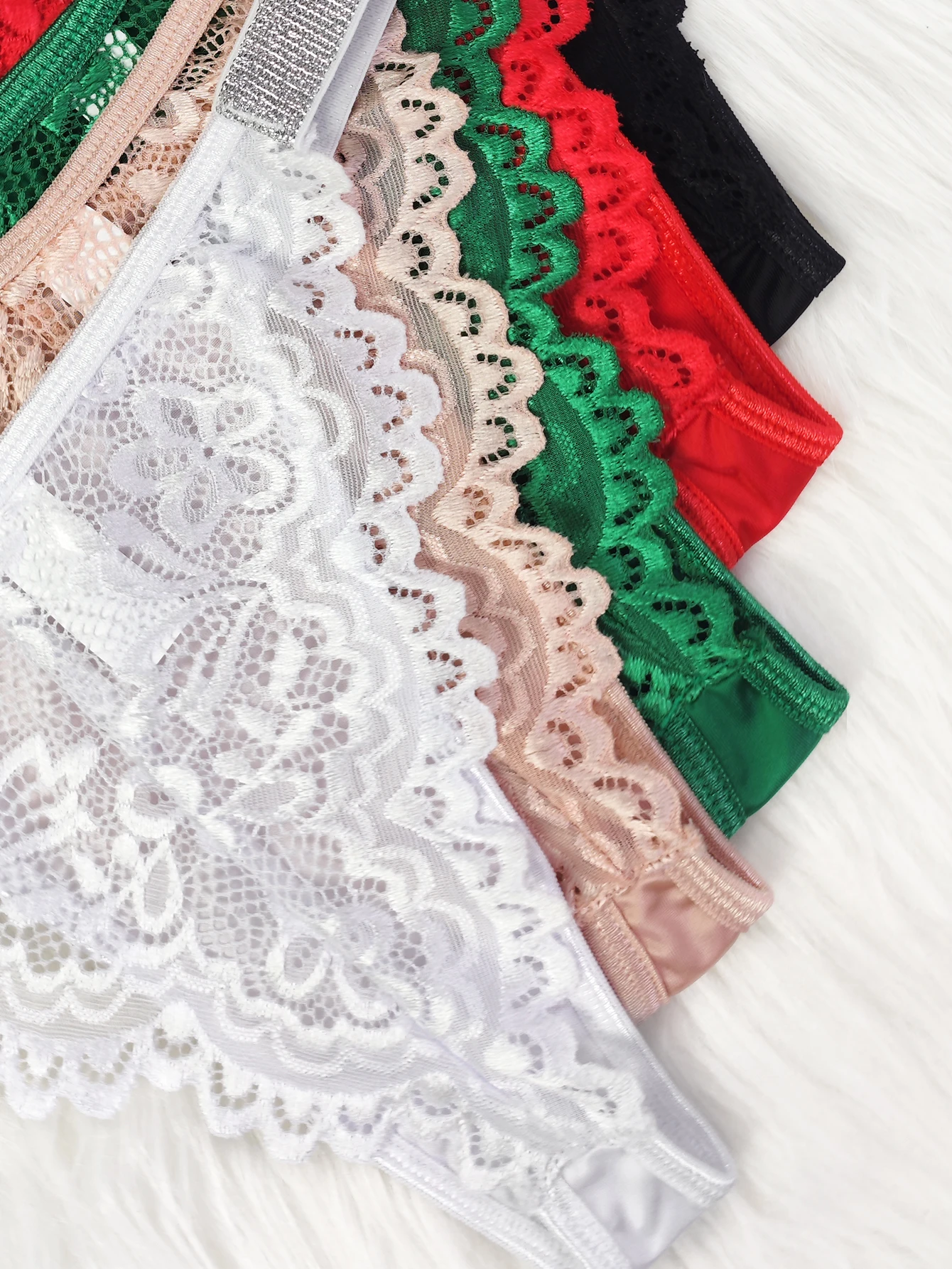 5pcs Sexy Embroidery Lace Woman Panties Low Rise Perspective Floral Lady Briefs Silver Ribbon Breathable Underwear Female Panty