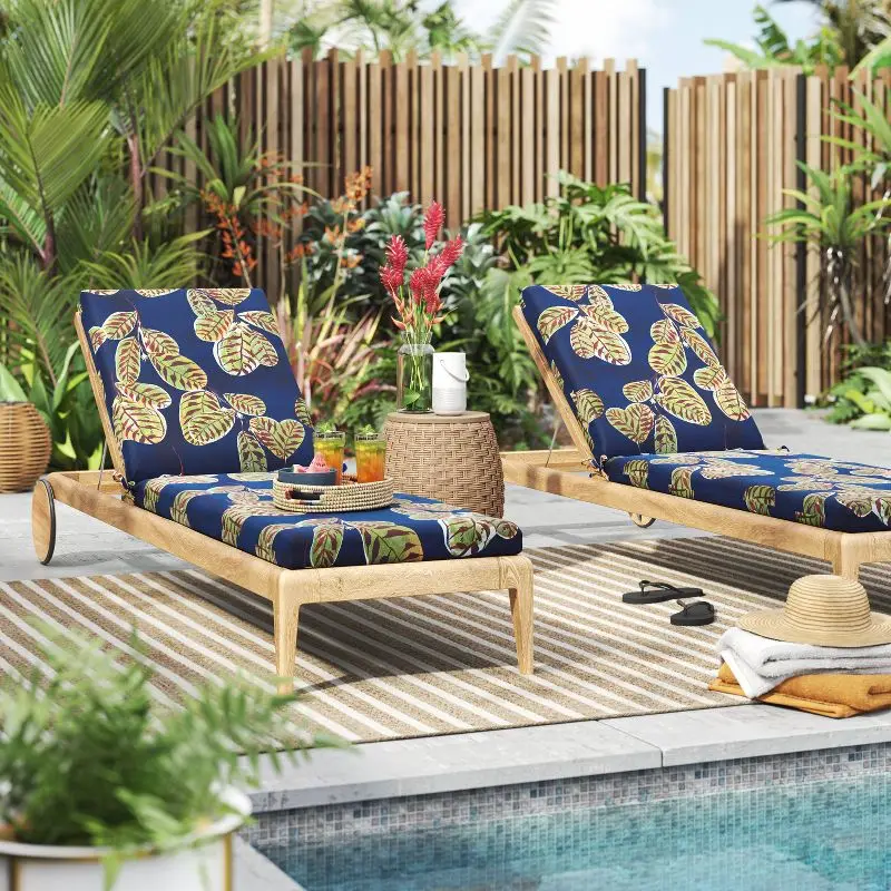 

Royal Blue Leaf/Tree Woven Outdoor Chaise Lounge Cushion - 78"x24"