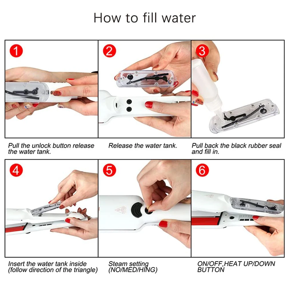 Steam Hair Straightener with Infrared 2 Inches Plate Hair Flat Iron 450°F Professional Salon Hair Styling Tool Dual Voltage 6