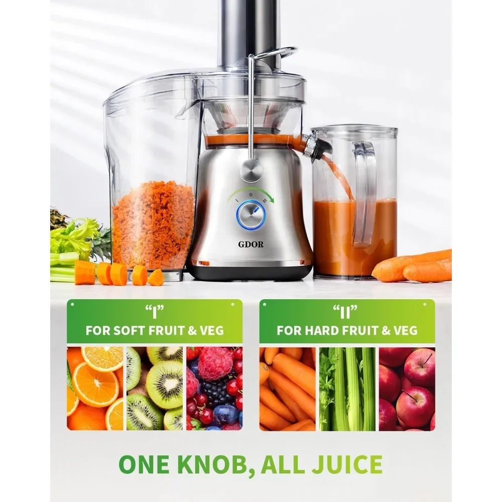 NEW-1300W Powerful Juicer with Larger 3.4" Feed Chute, Titanium Enhanced Cutting System, Centrifugal Juice Extractor Maker with