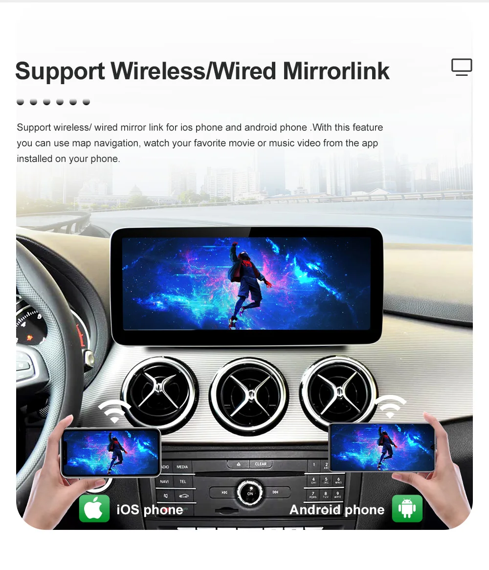 Drahtloser Carplay 12,3'' Touchscreen Multimedia Radio Receiver für Mercedes Benz GLA CLA GLC GLK ML W205 W176 C117 Linux Android – Detail 9