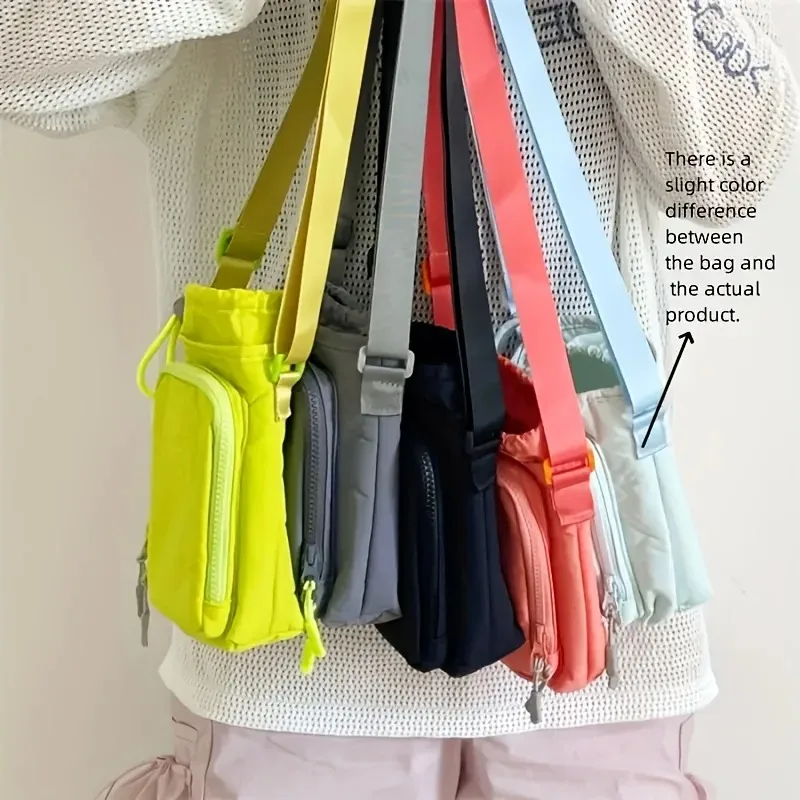 Compact Water Bottle Carrier Bag with Adjustable Strap and Phone Pocket