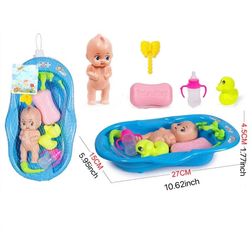 Realistic Baby Doll Bath Toys Little Newborn Doll Bath Set with