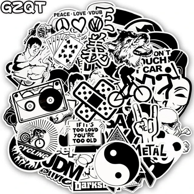 Stickers Black White Packs  Black White Stickers Graffiti - 50 Pcs Black  White - Aliexpress