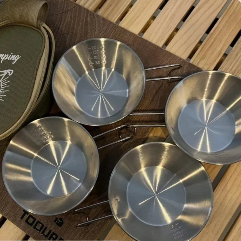 

Outdoor 304 Stainless Sheila Bowl, Camping Tableware, Camping Sheila Cup, Folding Handle, Coffee Hook Cup Camping Cookware