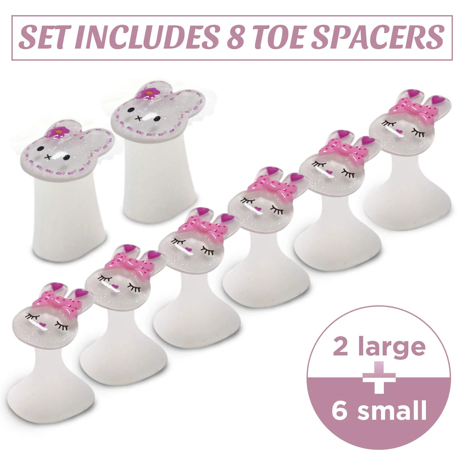 8PCS Toe Separators Set (Rabbits) for Nail Polish Pedicure Spacers, Spreaders Stretchers, Polish Guards