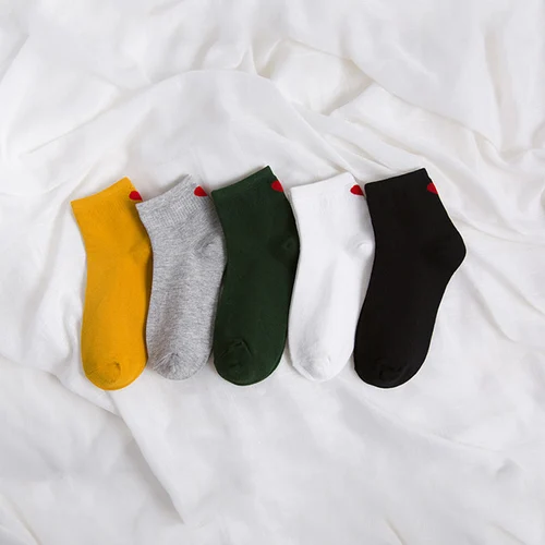 다채로운 색상 참신한 패션 하트 긴 양말 남녀 공용, 한국 스타일, 통기성, 달콤한 패션, 1 쌍 5