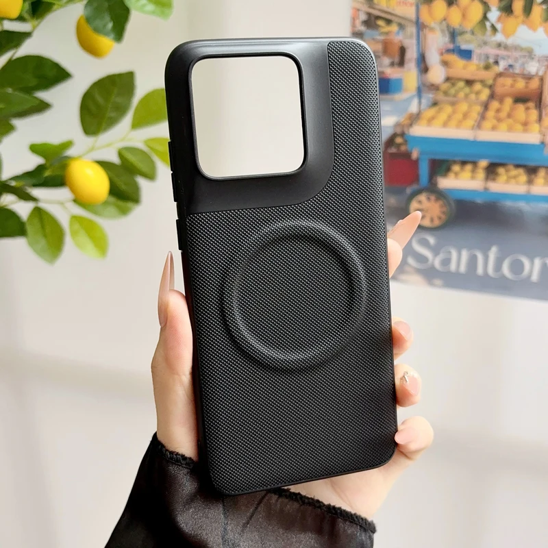 Magnetic Soft TPU + Diamond Pattern PU Leather Anti-Fingerprint Case