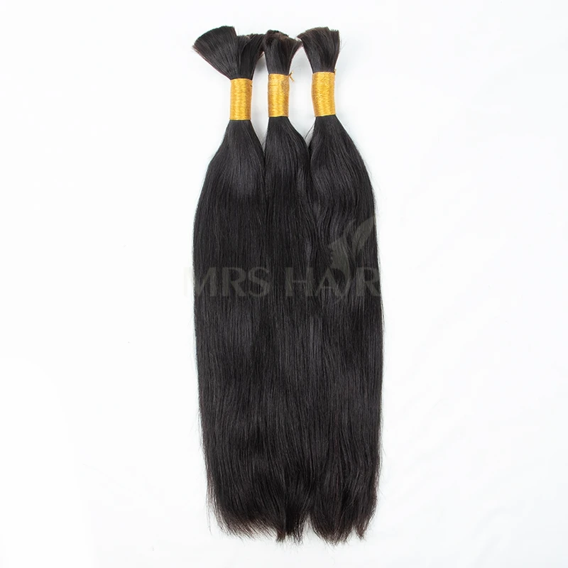 Hair Bulk Natural Black Human Hair Bundles No Weft Silk Straight Extension 12-26 Inch 50g/Bundle Bulk Extension DIY