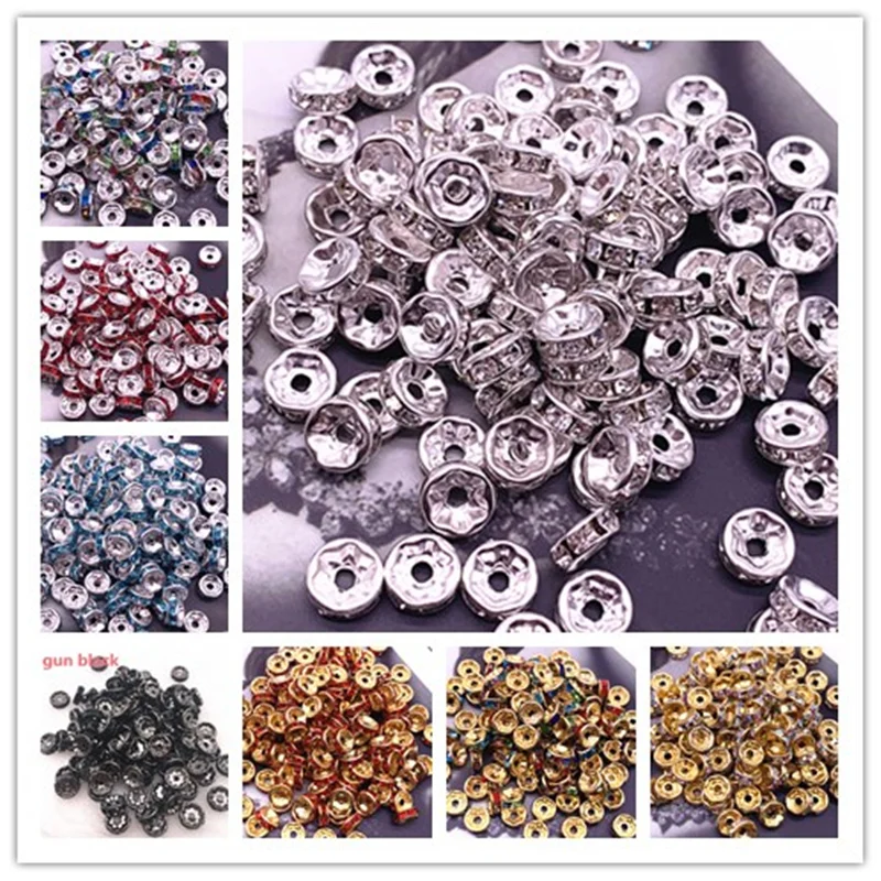 NEW 50pcs 8mm Czech Crystai Rhinestone Glass Round Loose Spacer Beads for Jewelry Making DIY Bracelet Necklace