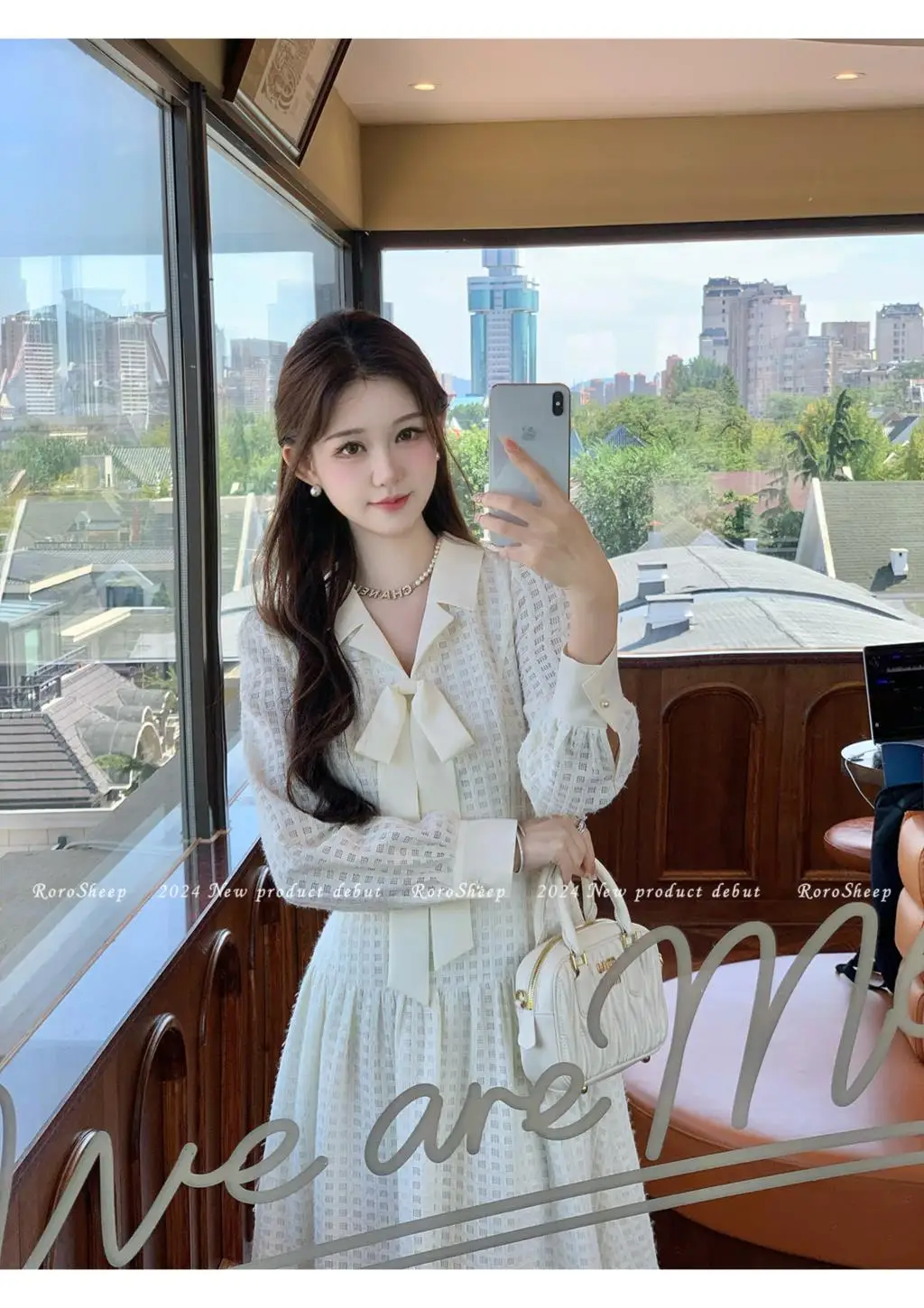 Elegant Vintage Lapel Midi Dresses for Women Bow Long Sleeve Birthday Party Dress A-line Autumn New Korean Fashion Vestido Mujer