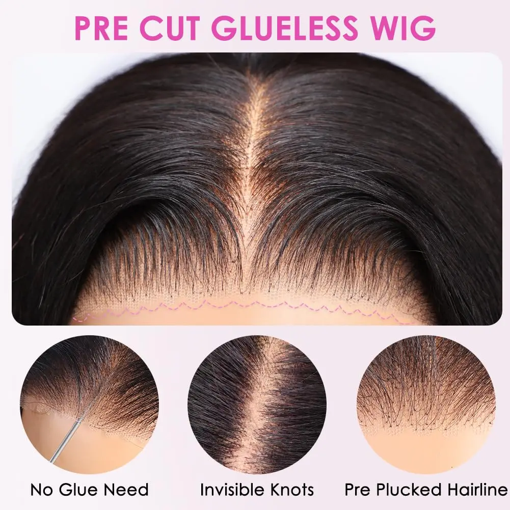 26 Inch Straight Lace Front Wigs Human Hair for Black Women Glueless Wear and Go Brazilian Virgin HD 5x5 Lace Closure Wigs