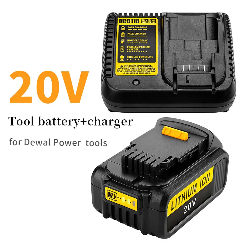 20V Battery DCB 204 for Dewal DCB200 DCB201 DCB203 DCB204 DCB205 Drill Tool +US EU Fast Lithium Batteries Charger 12V 14.4V 18V